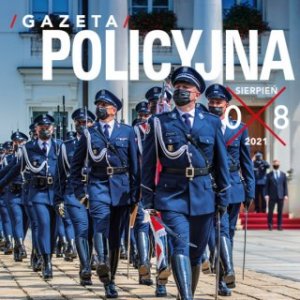 okładka gazety policyjnej na której widnieje kompania honorowa ubrana w niebieskie galowe mundury