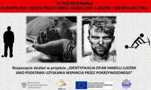 czarno-biały plakat związany z handlem ludźmi